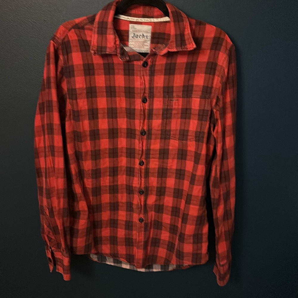 Jachs Women’s Red Plaid Button-down Flannel Size Large